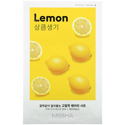Missha Airy Fit Beauty Sheet Mask, Lemon, 1 Sheet, .19 g