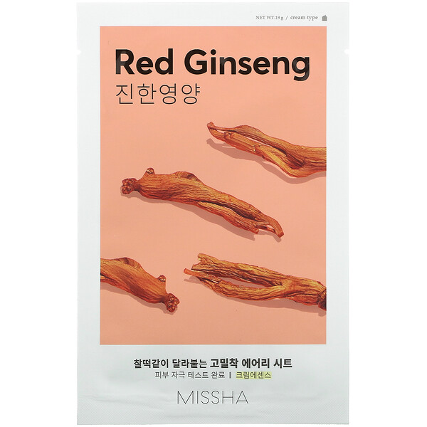 Missha‏, Airy Fit Beauty Sheet Mask, Red Ginseng, 1 Sheet, 19 g