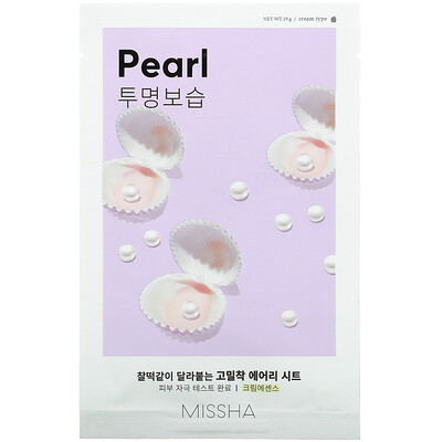 Missha Airy Fit Beauty Sheet Mask, Pearl, 1 Sheet, 19 g