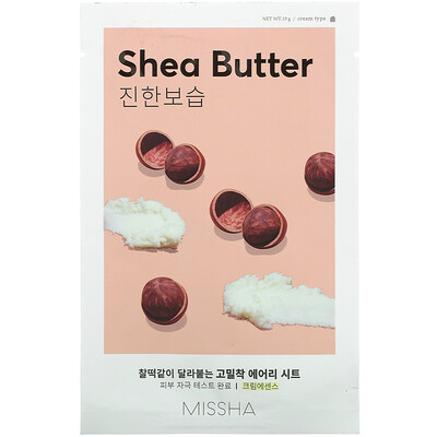 Купить Missha Airy Fit Beauty Sheet Mask, Shea Butter, 1 Sheet, 19 g