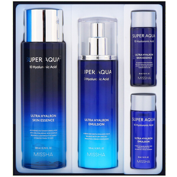 Super Aqua Ultra Hyalron, набор для увлажнения кожи, 4 продукта