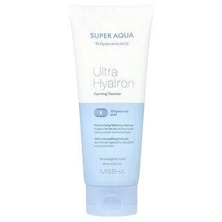 Missha, Super Aqua, Ultra Hyalron пенлив почистващ препарат, 6,76 течни унции (200 ml)