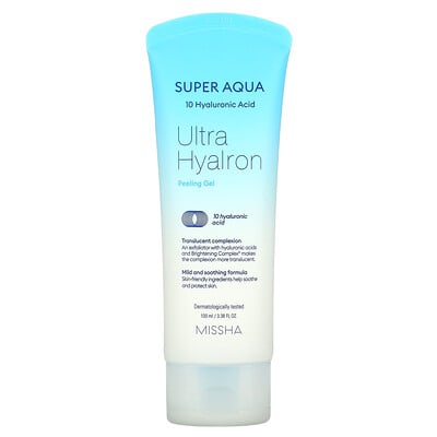 Missha Super Aqua, Ultra Hyalron, гель-пилинг с гиалуроновой кислотой, 100 мл (3,38 жидк. унций)