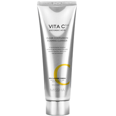 Missha Vita C Plus Ascorbic Acid, Очищающая пенка для чистки лица, 4,05 жидких унций (120 мл)