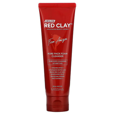 Купить Missha Amazon Red Clay, Pore Pack Foam Cleanser, 4.05 fl oz (120 ml)