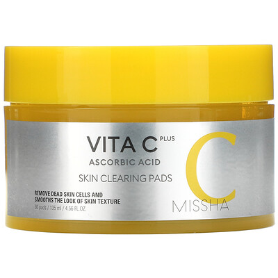 Missha Vita C Plus Ascorbic Acid, Skin Clearing Pads, 60 Pads