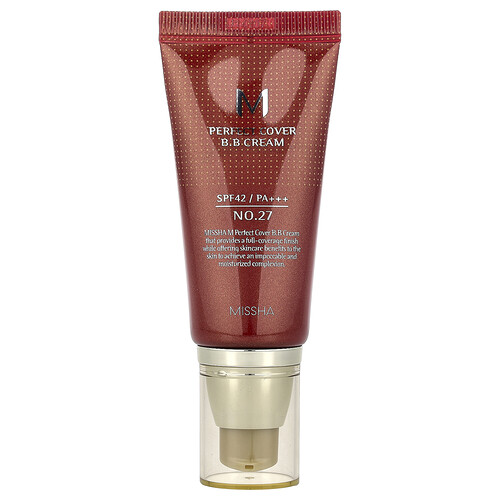 Missha M Perfect Cover B.B Cream, SPF 42 PA+++, No. 27 Honey Beige, 1.69 fl oz (50 ml)