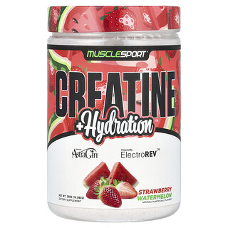 MuscleSport, Kreatin + Hidrasi, Semangka Stroberi, 300 g (10,58 ons)