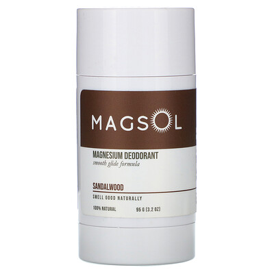 Magsol Magnesium Deodorant, Sandalwood, 3.2 oz (95 g)