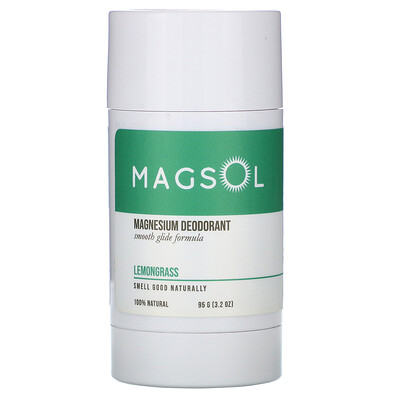 Magsol Magnesium Deodorant, Lemongrass, 3.2 oz (95 g)