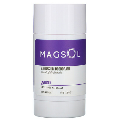 Magsol Magnesium Deodorant, Lavender, 3.2 oz (95 g)