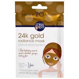Отзывы о Мисс Спа, 24k Gold Facial Sheet Mask, 1 Facial Mask