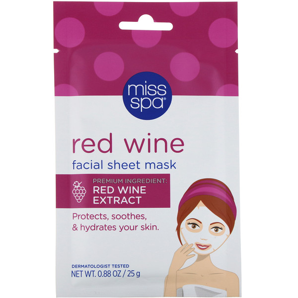 Miss Spa, Red Wine Facial Sheet Mask, 1 Mask iHerb