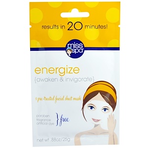 Отзывы о Мисс Спа, Energize, 1 Pre-Treated Facial Sheet Mask