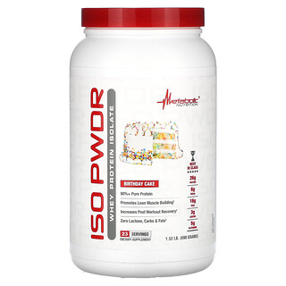 Metabolic Nutrition, アイソパウダー、ホエイプロテインアイソレート、バースデーケーキ、690g（1.52ポンド）