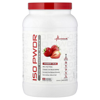 Metabolic Nutrition, ISOpwdr, Whey Protein Isolate, Strawberry Cream, 3.04 lb (1,380 g)