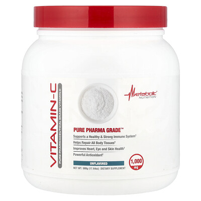 Metabolic Nutrition, Vitamina C, Sin sabor, 500 g (17,64 oz)