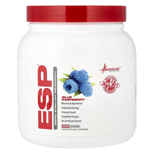 Metabolic Nutrition, ESP® Energy Stimulant Pre-Workout, Blue Raspberry, 300 g