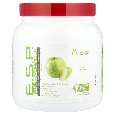 Metabolic Nutrition, Preentrenamiento ESP®, Manzana verde, 300 g