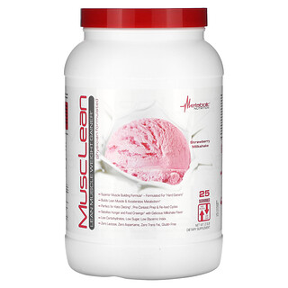 Metabolic Nutrition, MuscLean, Spiermassa Gewichtstoename, Aardbeienmilkshake, 2,5 lb