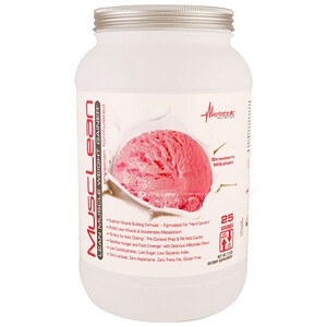 Metabolic Nutrition, MuscLean, гейнер для увеличения массы сухой мускулатуры, клубничный молочный коктейль, 2.5 фунта