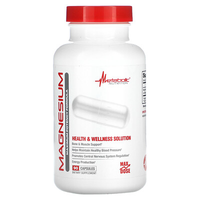 Metabolic Nutrition, Magnesio, Fórmula de máxima potencia, 90 cápsulas (650 mg por cápsula)