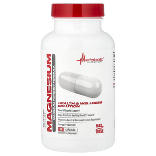 Metabolic Nutrition, Magneziu, formulă pentru eficacitate maximă, 90 de capsule (650 mg per capsulă)