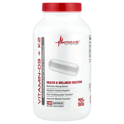 Metabolic Nutrition Vitamin D3 + K2, 180 Capsules