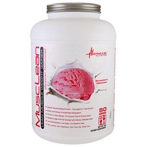 Metabolic Nutrition, MuscleLean, гейнер для увеличения массы сухой мускулатуры, клубничный молочный коктейль, 5 фунтов