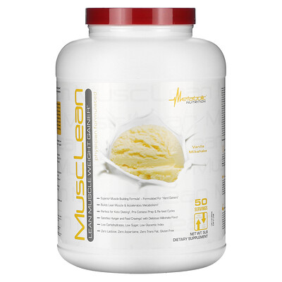 Metabolic Nutrition, MuscLean, Músculo magro para aumentar de peso, Batido de vainilla`` 5 lb