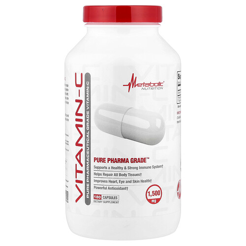 Metabolic Nutrition, Vitamin-C, 180 Kapseln (750 mg pro Kapsel)