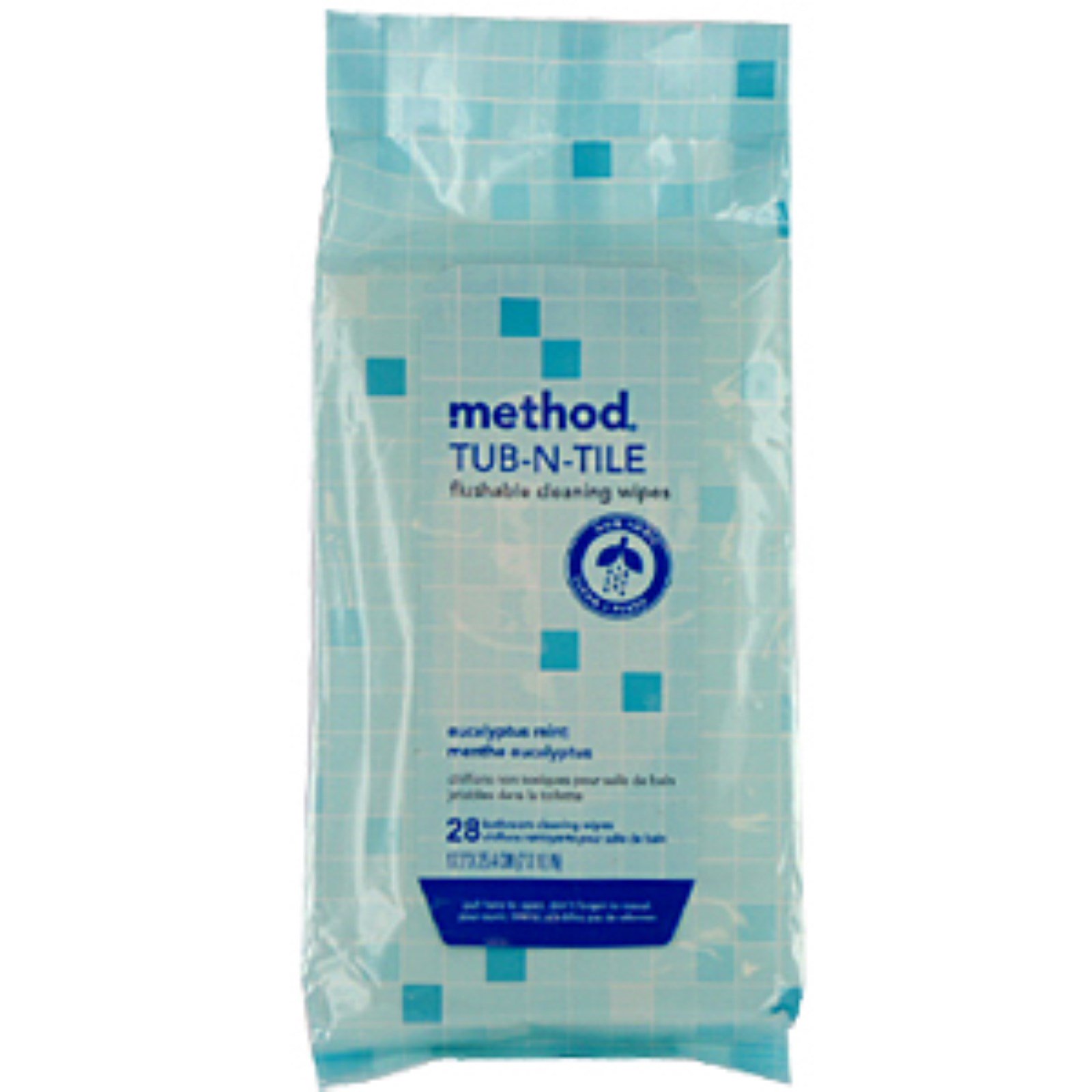 Method, TubNTile, Flushable Cleaning Wipes, Eucalyptus Mint, 28