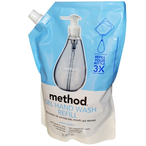 Method, Gel Hand Wash Refill, Sweet Water, 34 fl oz (1 L) iHerb