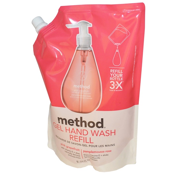 Method, Gel Hand Wash Refill, Pink Grapefruit, 34 fl oz (1 l) iHerb