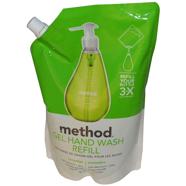 Method, Gel Hand Wash Refill, Cucumber, 34 fl oz (1 L) iHerb