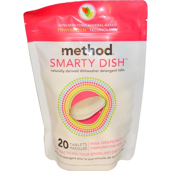 Method, Smarty Dish, Таблетки для посудомоечных машин, Розовый грейпфрут, 20 таблеток