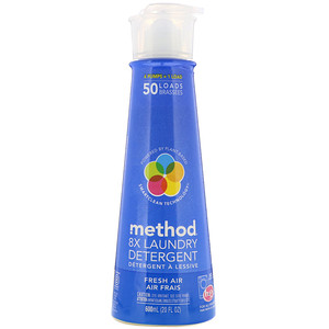 Отзывы о Метод, 8X Laundry Detergent, Fresh Air, 20 fl oz (600 ml)