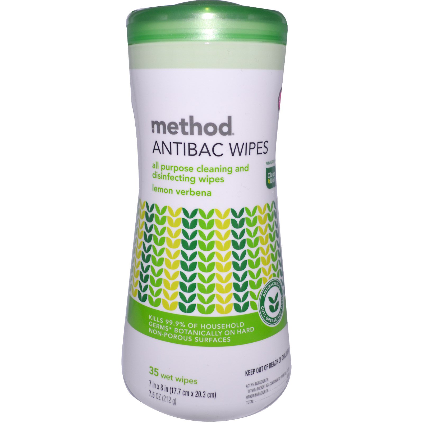 Method, Antibac Wipes, Lemon Verbena, 35 Wet Wipes, 7 in x 8 in (17.7