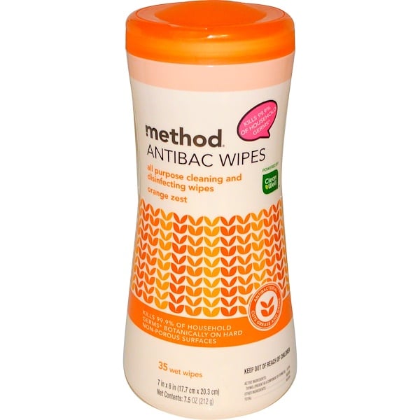 Method, Antibac Wipes, All Purpose, Orange Zest, 35 Wet Wipes, 7.5 oz (212 g) (Discontinued Item) 
