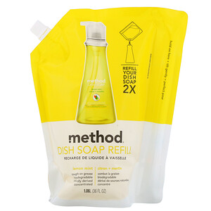 Отзывы о Метод, Dish Soap Refill, Lemon Mint, 36 fl oz (1.06 l)