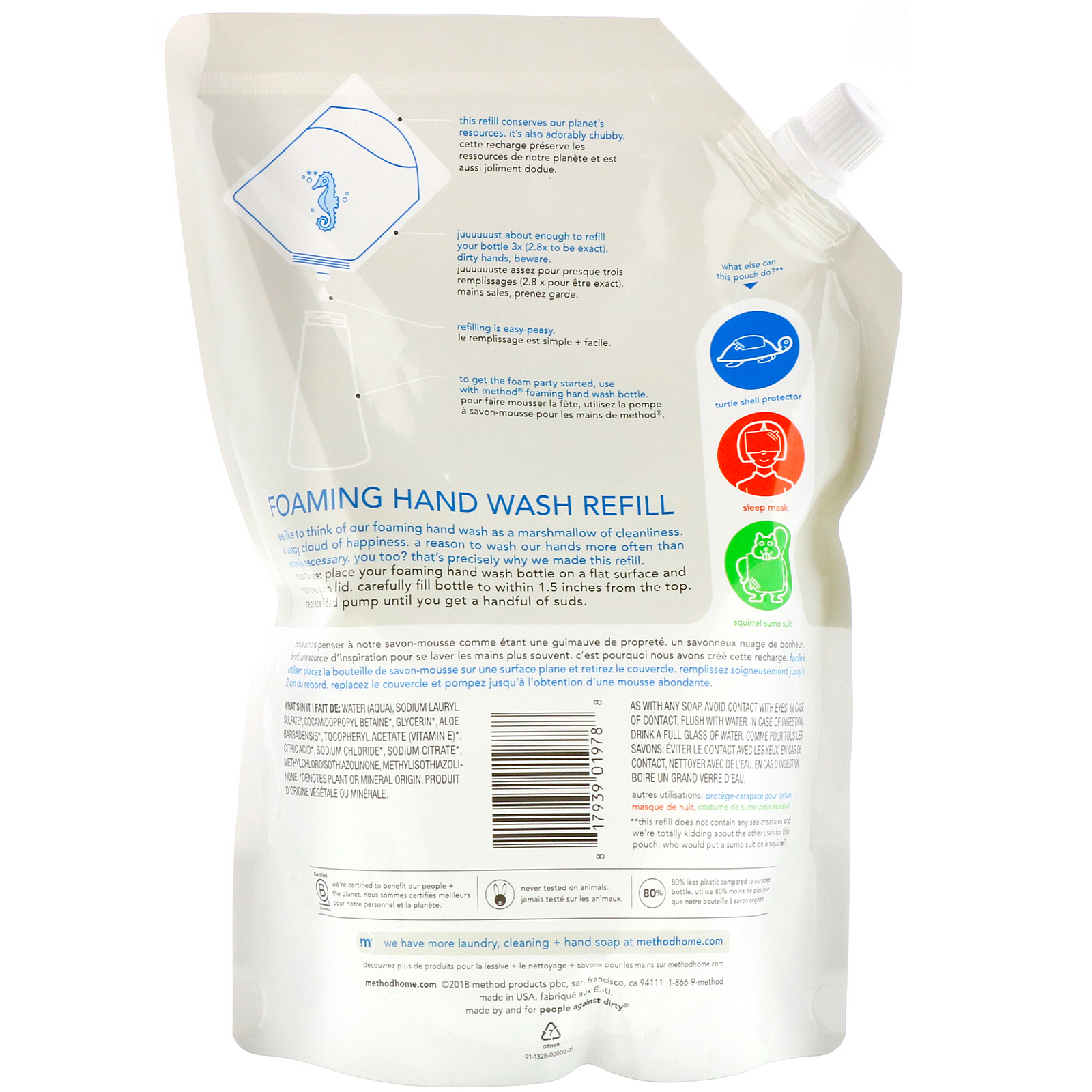 Method, Foaming Hand Wash Refill, Free + Clear, 28 fl oz (828 ml) iHerb