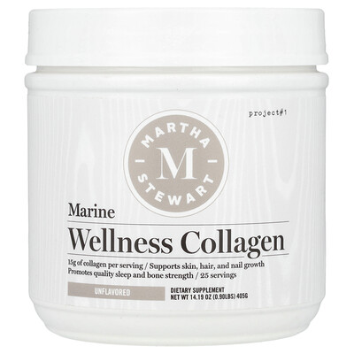 Martha Stewart Wellness, Colágeno marino de bienestar, Sin sabor, 405 g (14,19 oz)