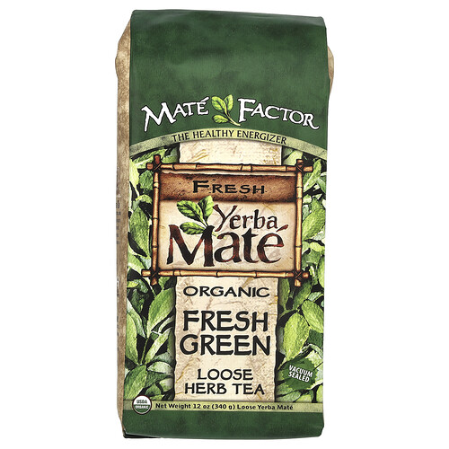 Mate Factor Organic Yerba Mate, Loose Herb Tea, Fresh Green, 12 oz (340 g)