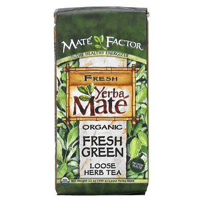 Mate Factor Органический йерба мате, свежий зеленый листовой чай, 12 унций (340 г)