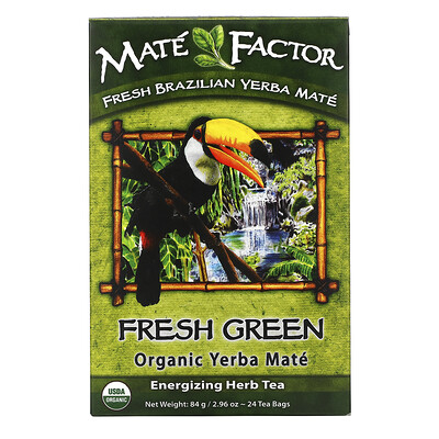 Купить Mate Factor Органический Yerba Mate, свежий зеленый чай 24 чайных пакетиков, 2.96 унции (84 г)