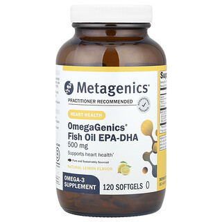 Metagenics, OmegaGenics®, Fish Oil EPA-DHA, Natural Lemon, 500 mg, 120 Softgels
