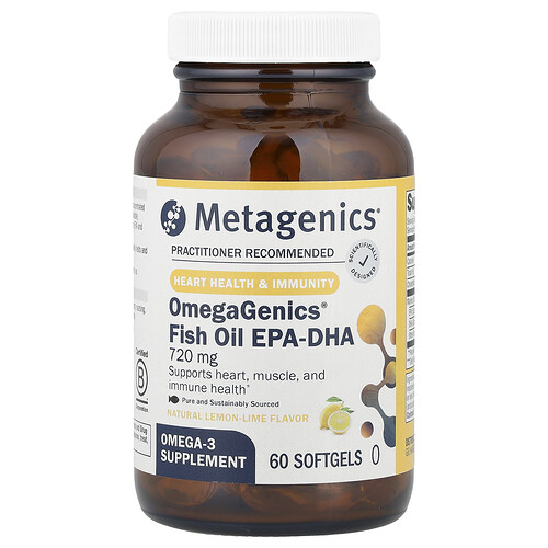 Metagenics OmegaGenics®, Fish Oil EPA-DHA, Natural Lemon-Lime, 720 mg, 60 Softgels