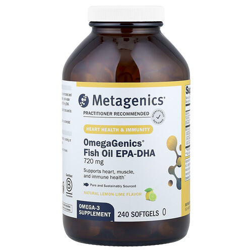 Metagenics OmegaGenics®, Fish Oil EPA-DHA, Natural Lemon-Lime, 720 mg, 240 Softgels