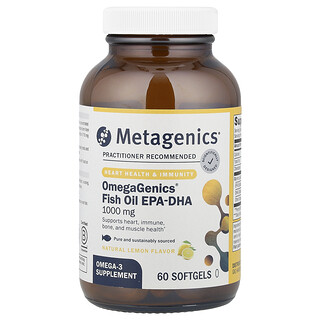 Metagenics, OmegaGenics®, EPA-DHA de aceite de pescado, Limón natural, 1000 mg, 60 cápsulas blandas