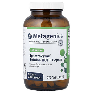 ميتاجينكس‏, هيدروكلوريد البيتين + بيبسين من SpectraZyme® ، 270 قرصًا